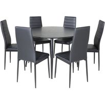 Ruokailuryhmä Venture Home, ⌀115cm musta Dipp-pöytä + 6 mustaa Slim High Back -tuolia