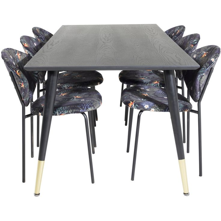 Ruokailuryhmä Venture Home, 180x90cm musta Dipp-pöytä + 6 mustaa Vault-tuolia