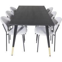 Ruokailuryhmä Venture Home, musta 180x90cm Dipp-pöytä + 6 harmaata Vault-tuolia