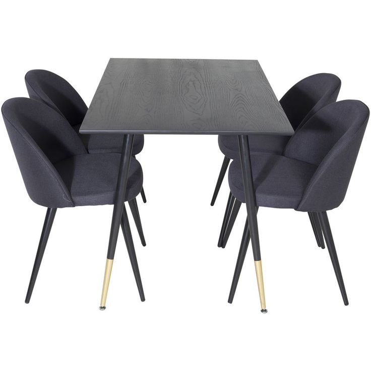 Ruokailuryhmä Venture Home, 120x85cm musta/messinki Dipp-pöytä + 4 mustaa Velvet-tuolia