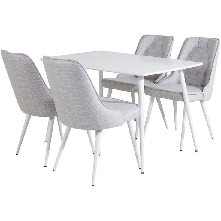 Ruokailuryhmä Venture Home, valkoinen Polar-pöytä + 4 harmaata Velvet Deluxe -tuolia
