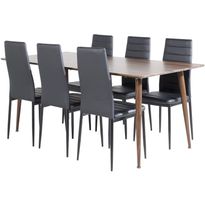 Ruokailuryhmä Venture Home, 180x90cm ruskea Polar-pöytä + 6 mustaa Slim High -tuolia