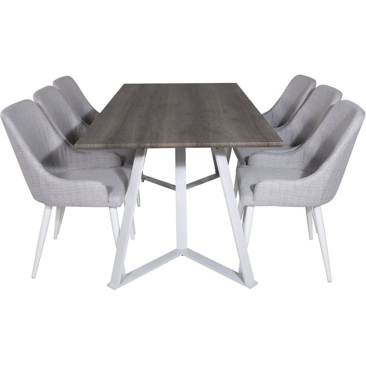 Ruokailuryhmä Venture Home, 180x90cm Silar-pöytä + 6 harmaata harmaa Marina-pöytä + 6 harmaata Plaza-tuolia