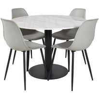 Ruokailuryhmä Venture Home, ⌀106cm Estelle-pöytä + 4 Polar Plastic -tuolia