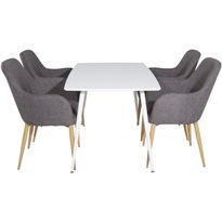 Ruokailuryhmä Venture Home, 120x75cm valkoinen Polar-pöytä + 4 tummanharmaata Comfort-tuolia