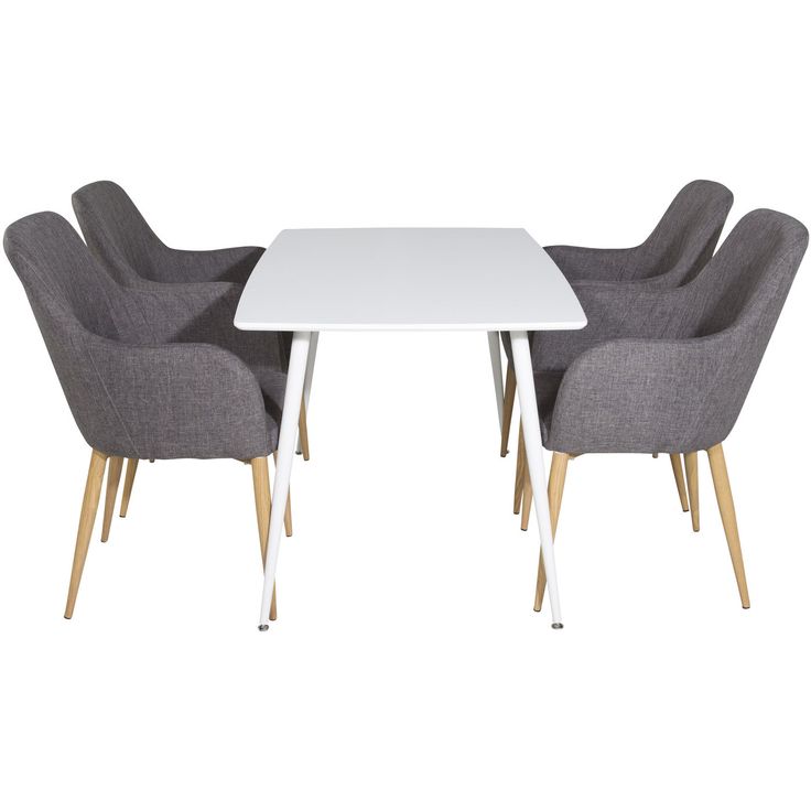 Ruokailuryhmä Venture Home, 120x75cm valkoinen Polar-pöytä + 4 tummanharmaata Comfort-tuolia