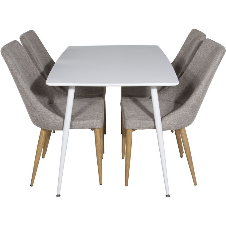 Ruokailuryhmä Venture Home, 120x75cm valkoinen Polar-pöytä + 4 vaaleanharmaata Leone-tuolia