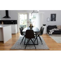Ruokailuryhmä Venture Home, jatkettava musta Inca-pöytä + 6 mustaa, pyörivää Polar-tuolia