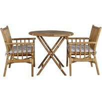 Parvekeryhmä Venture Home, ø80cm Cane-pöytä + 2 Cane-tuolia, bambu