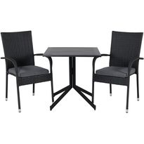 Parvekeryhmä Venture Home, 70x70cm Way-pöytä + 2 mustaa Anna-tuolia