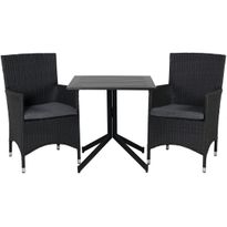 Parvekeryhmä Venture Home, 70x70cm Way-pöytä + 2 mustaa Malin-tuolia
