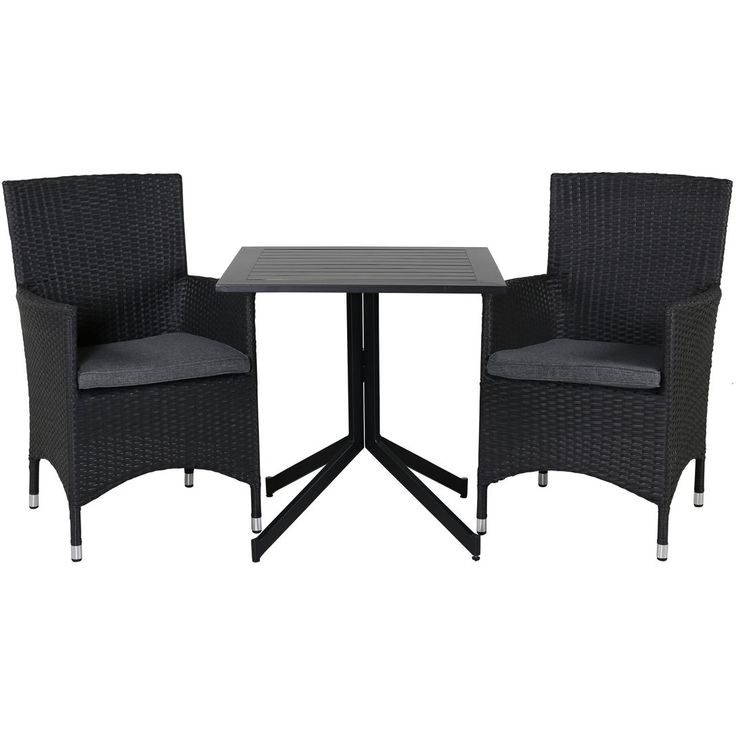 Parvekeryhmä Venture Home, 70x70cm Way-pöytä + 2 mustaa Malin-tuolia