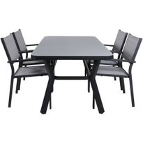 Ruokailuryhmä Venture Home, 160x90cm Virya-pöytä + 4 pinottavaa Copacabana-tuolia