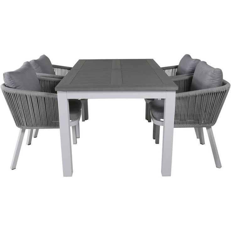 Ruokailuryhmä Venture Home, 152/210x90cm harmaa/valkoinen jatkettava Albany-pöytä + 4 harmaa/valkoista Virya-tuolia