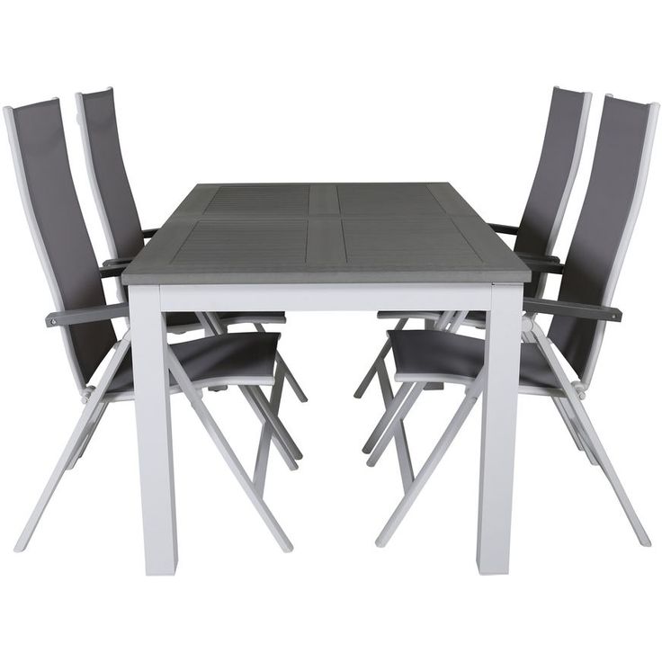 Ruokailuryhmä Venture Home, 152/210x90cm harmaa/valkoinen jatkettava Albany-pöytä + 4 harmaa/valkoista Albany Light -säätötuolia