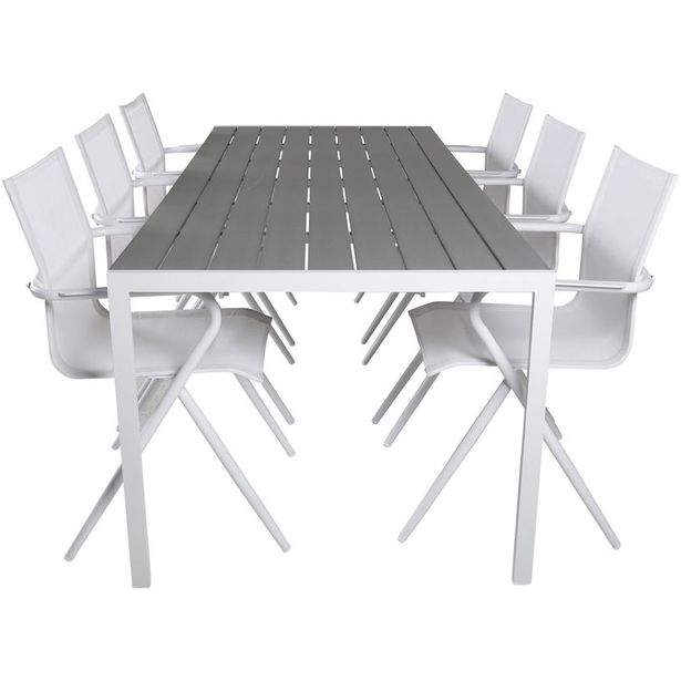 Ruokailuryhmä Venture Home, 205x90cm Break-pöytä + 6 Alina-tuolia