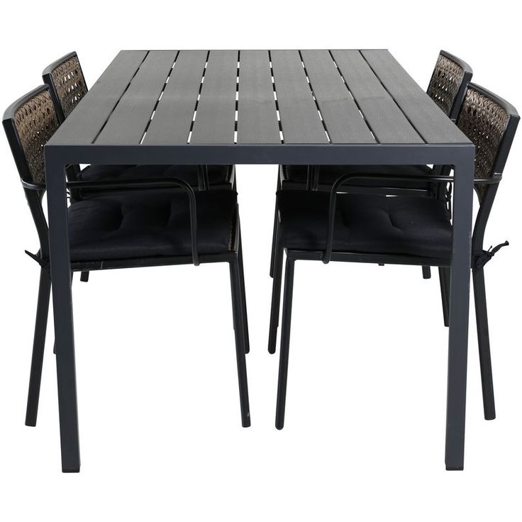Ruokailuryhmä Venture Home, 150x90cm musta Break-pöytä + 4 mustaa Paola-tuolia