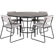 Ruokailuryhmä Venture Home, ⌀140cm musta Copenhagen-pöytä + 4 Kenth-tuolia, sametti