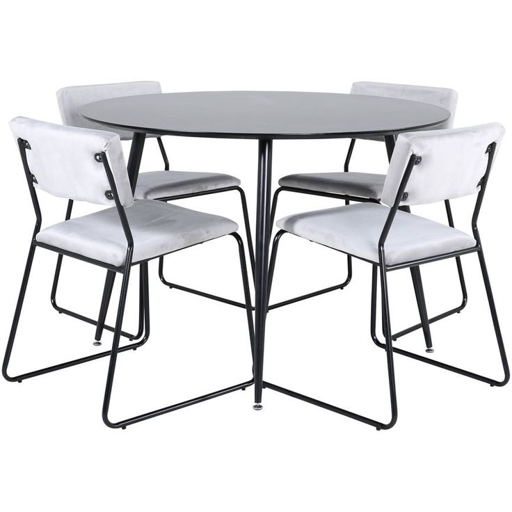 Ruokailuryhmä Venture Home, ⌀100cm Silar-pöytä + 4 vaaleanharmaata Kenth-tuolia