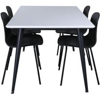 Ruokailuryhmä Venture Home, jatkettava Jimmy-pöytä + 4 mustaa Arctic-tuolia