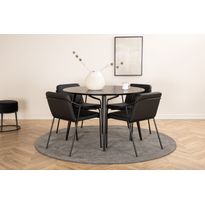 Ruokailuryhmä Venture Home, ⌀115cm musta Dipp-pöytä + 4 mustaa Tvist-tuolia