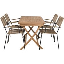 Ruokailuryhmä Venture Home, 120x70cm Kenya-pöytä + 4 Lindos-tuolia