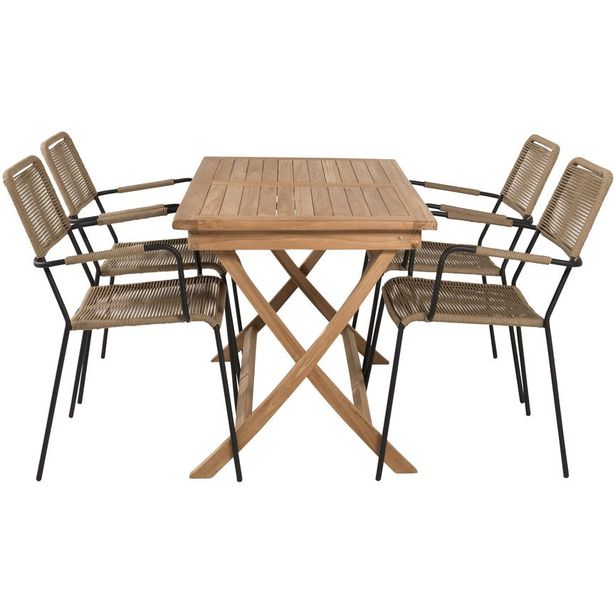 Ruokailuryhmä Venture Home, 120x70cm Kenya-pöytä + 4 Lindos-tuolia