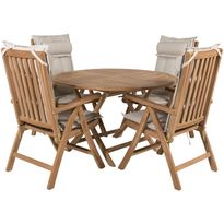 Ruokailuryhmä Venture Home, ø120cm Kenya-pöytä + 4 Kenya-säätötuolia