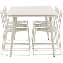 Ruokailuryhmä Venture Home, 200x90cm beige Lina-pöytä + 6 beigeä Lina-tuolia, ilman pehmusteita