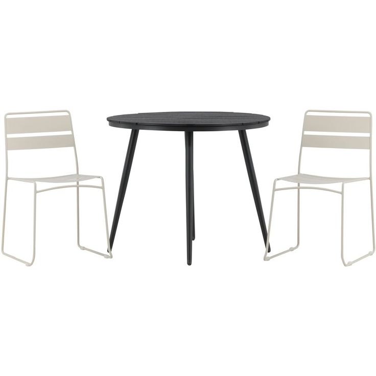 Parvekeryhmä Venture Home, ø90cm, musta Break-pöytä + 2 beigeä Lina-tuolia