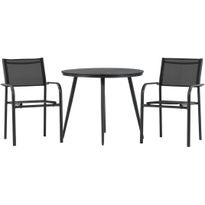 Parvekeryhmä Venture Home, ø90cm Break-pöytä + 2 pinottavaa Santorini-tuolia
