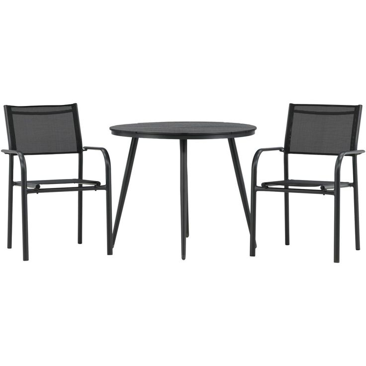 Parvekeryhmä Venture Home, ø90cm Break-pöytä + 2 pinottavaa Santorini-tuolia