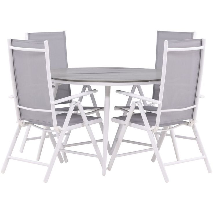 Ruokailuryhmä Venture Home, ø120cm harmaa/valkoinen Break-pöytä + 4 harmaa/valkoista Break-säätötuolia