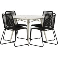 Ruokailuryhmä Venture Home, ø120cm, beige Lina-pöytä + 4 pinottavaa Lindos-tuolia