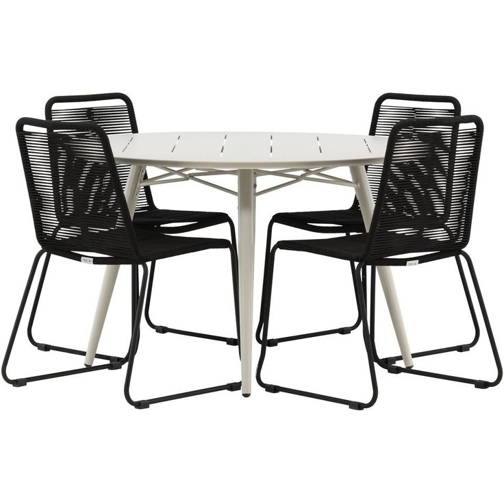 Ruokailuryhmä Venture Home, ø120cm, beige Lina-pöytä + 4 pinottavaa Lindos-tuolia