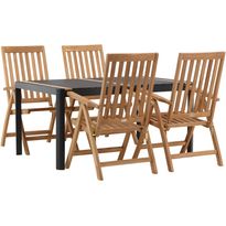 Ruokailuryhmä Venture Home, 150x100cm Togo-pöytä + 4 kokoontaitettavaa Kenya-säätötuolia