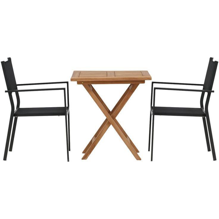 Parvekeryhmä Venture Home, 70x70cm Kenya-pöytä + 2 mustaa, pinottavaa Copacabana-tuolia