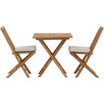 Parvekeryhmä Venture Home, 70x70cm Kenya-pöytä + 2 Kenya-taittotuolia, pehmusteilla