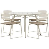 Ruokailuryhmä Venture Home, ø120cm, beige Lina-pöytä + 4 beigeä Lina-tuolia, pehmusteilla