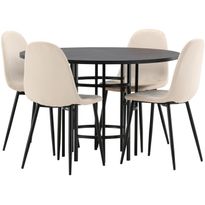Ruokailuryhmä Venture Home, ⌀115cm Copenhagen-pöytä + 4 Polar-tuolia, sametti