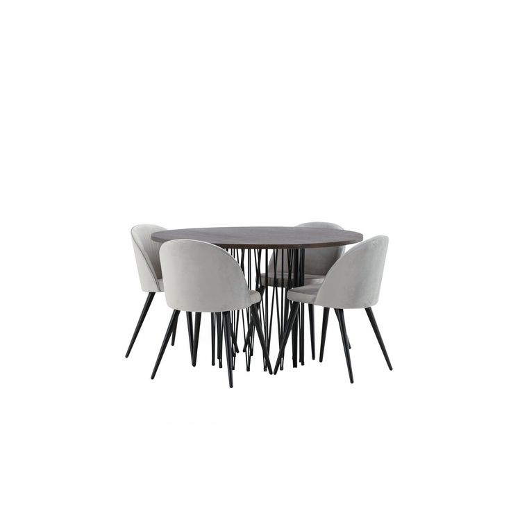 Ruokailuryhmä Venture Home, ruskea Stone-pöytä + 4 vaaleanharmaata Velvet-tuolia