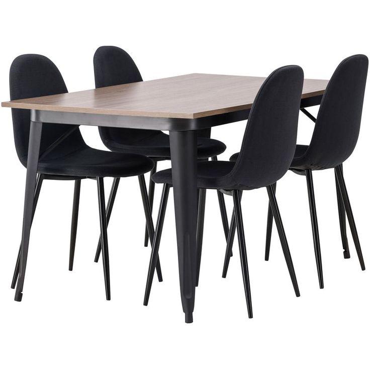 Ruokailuryhmä Venture Home, 140x80cm ruskea Tempe-pöytä + 4 mustaa Polar-tuolia