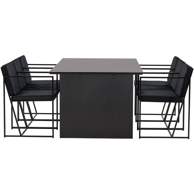 Ruokailuryhmä Venture Home, 200x100cm musta Vail-pöytä + 6 mustaa Richmond-tuolia, sametti