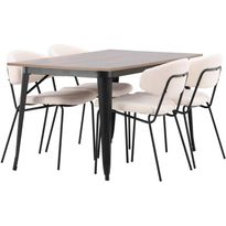 Ruokailuryhmä Venture Home, 140x80cm ruskea Tempe-pöytä + 4 valkoista Chico-tuolia