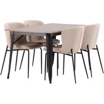 Ruokailuryhmä Venture Home, 140x80cm ruskea Tempe-pöytä + 4 Modesto-tuolia