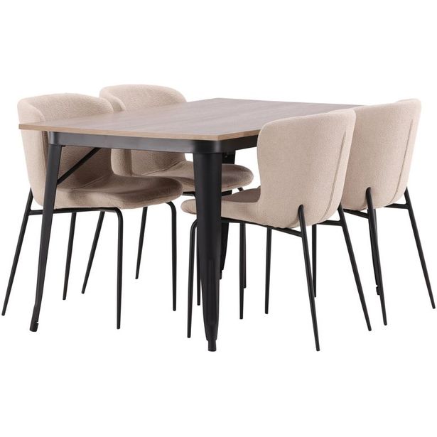 Ruokailuryhmä Venture Home, 140x80cm ruskea Tempe-pöytä + 4 Modesto-tuolia