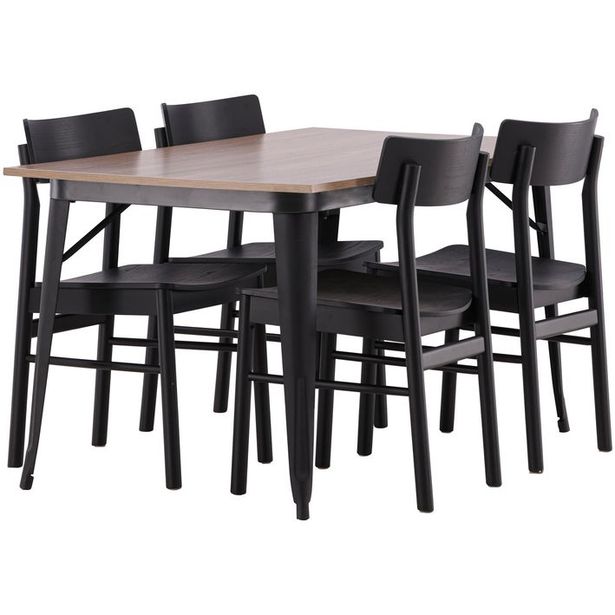 Ruokailuryhmä Venture Home, 140x80cm ruskea Tempe-pöytä + 4 Montros-tuolia