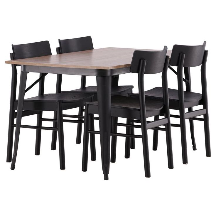 Ruokailuryhmä Venture Home, 140x80cm ruskea Tempe-pöytä + 4 Montros-tuolia