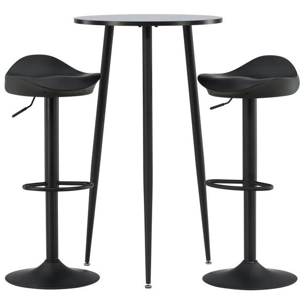 Baaripöytä Venture Home Plaza + 2 Adesto-tuolia, musta