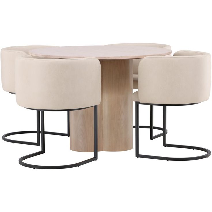 Ruokailuryhmä Venture Home, beige Olivia-pöytä + 4 beigeä Simrishamn-tuolia